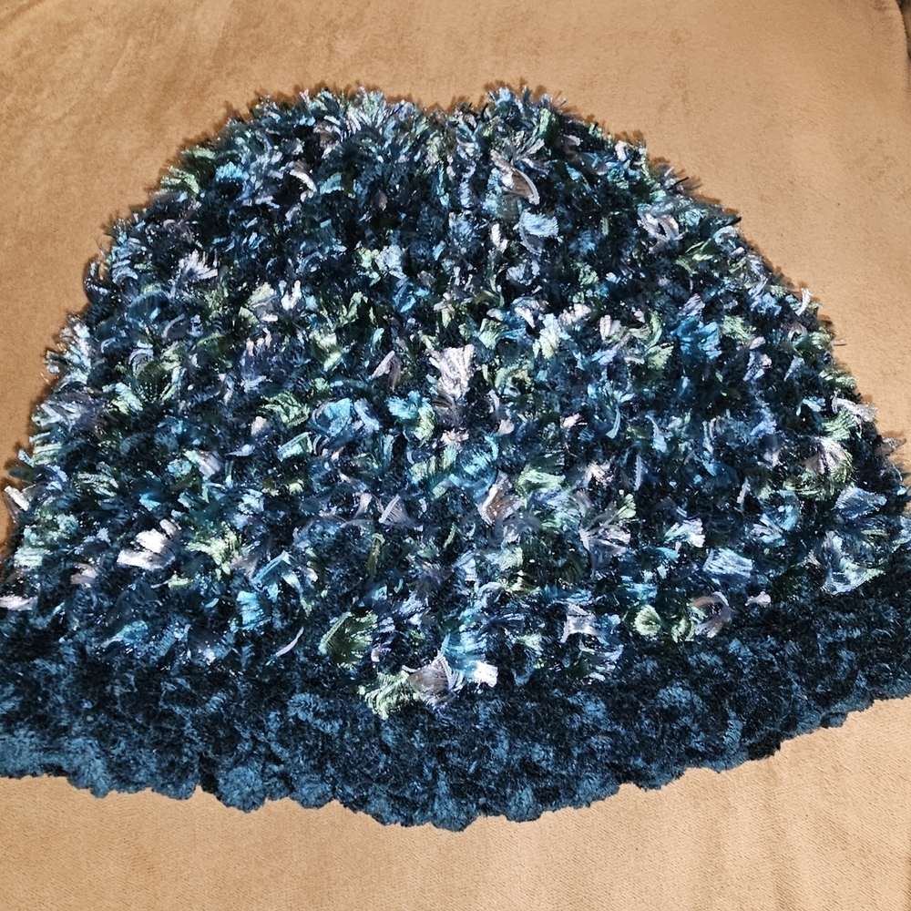 Vintage Blue Textured Women's Beanie - Picture 2 of 3